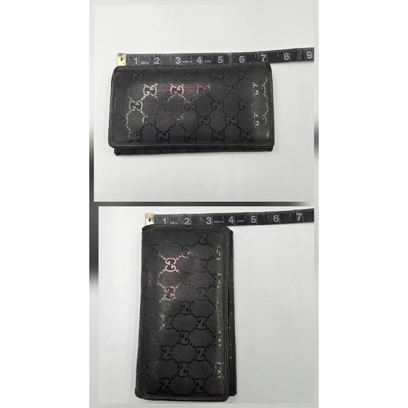 Gucci GG Imprime Long Wallet Monogram Coated Canvas Black Continental - Picture 11 of 12